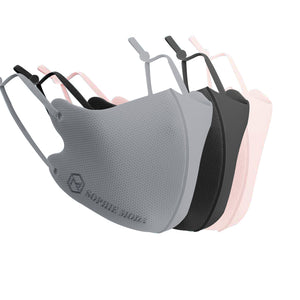 Masks: Nano Silver Cooling Fibre Adjustable 3D Face Mask (3pcs assorted) - V4