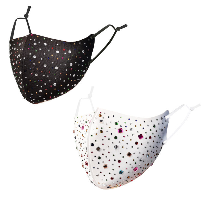 Masks: Ice Cooling Microfibre Sparkling Rhinestone 3D Face Mask (2pcs) - Starry