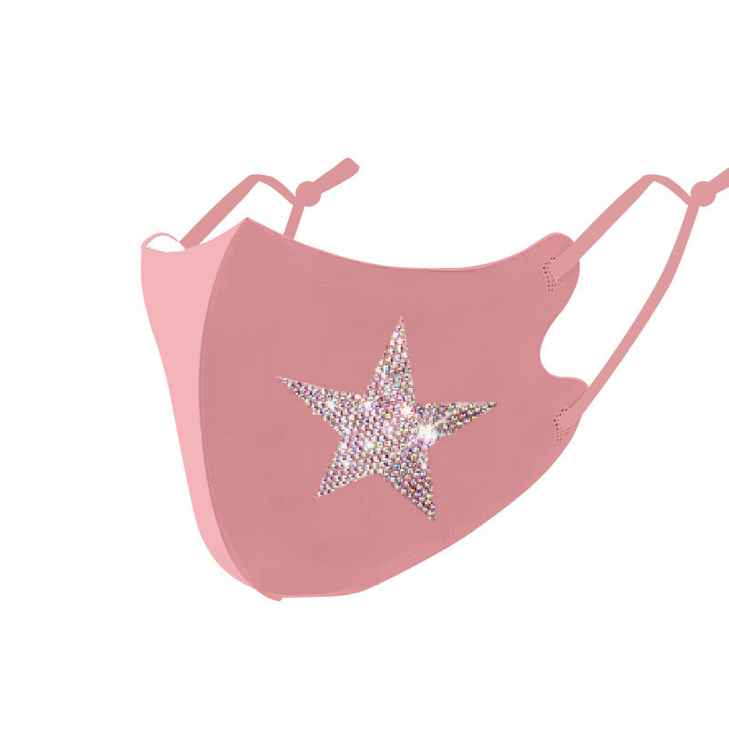 Pink Rhinestone Mask Masks: Ice Cooling Microfibre Sparkling Rhinestone 3D Mask (pink) - St ...