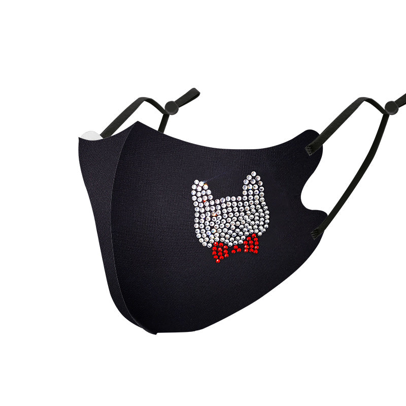 Masks: Ice Cooling Microfibre Sparkling Rhinestone 3D Mask - Cat V1