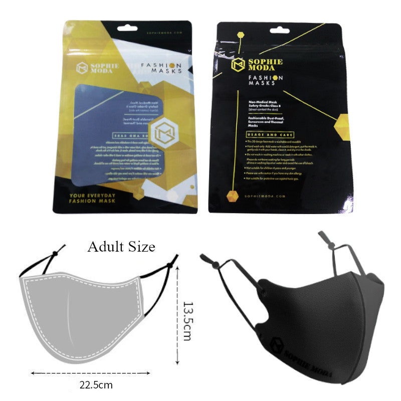 Masks: Nano Silver Cooling Fibre 3D Adjustable Face Mask (3pcs - black) V4B
