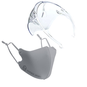 Masks: Nano Silver Cooling Fibre Face Mask & Face Shield Glasses Combo - Grey