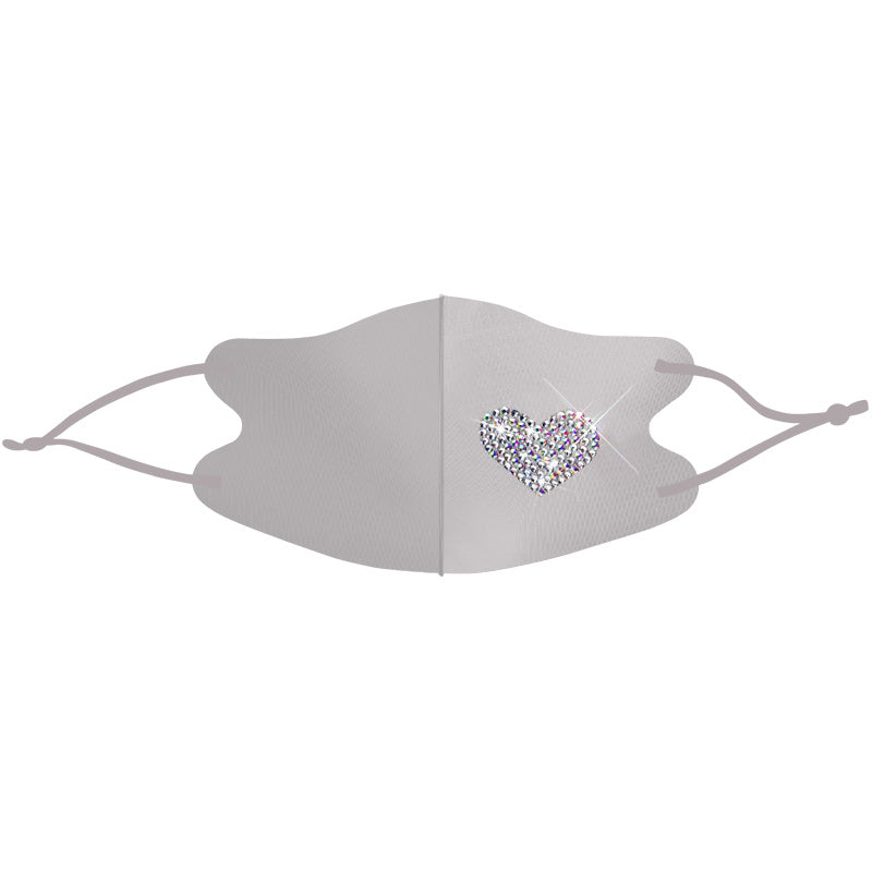 Masks: Ice Cooling Microfibre Sparkling Rhinestone 3D Mask (grey) - Heart
