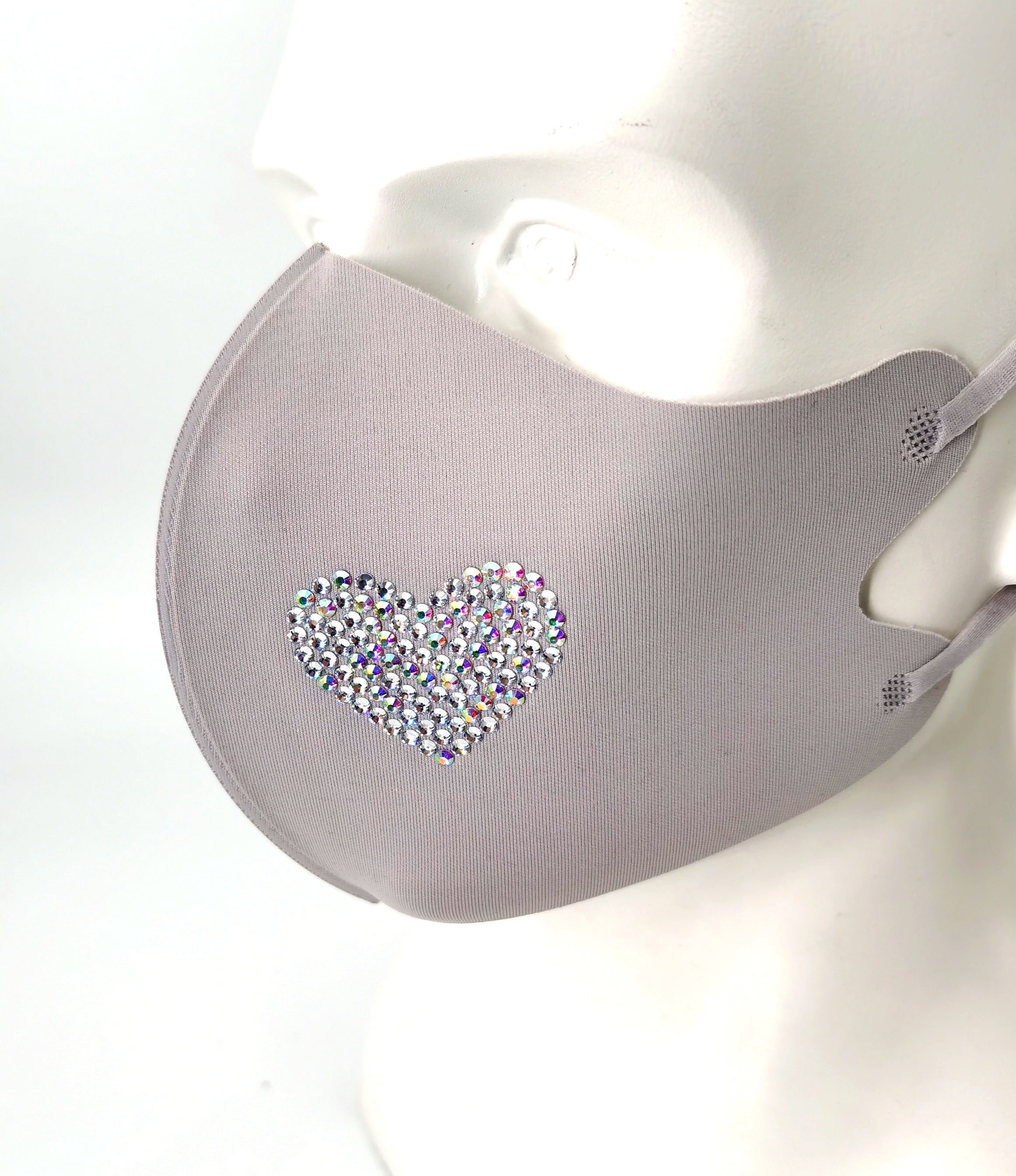 Masks: Ice Cooling Microfibre Sparkling Rhinestone 3D Mask (grey) - Heart