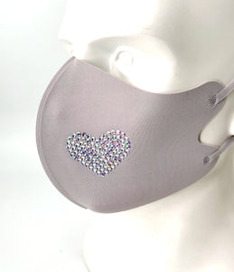 Masks: Ice Cooling Microfibre Sparkling Rhinestone 3D Mask (grey) - Heart