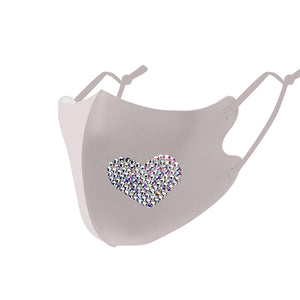 Masks: Ice Cooling Microfibre Sparkling Rhinestone 3D Mask (grey) - Heart