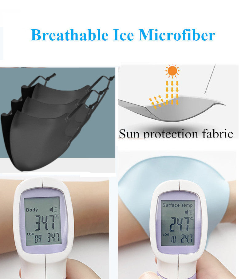 Masks: Ice Cooling Microfibre Washable Adjustable 3D Mask with KN95 Filter (3+3pcs) - Black