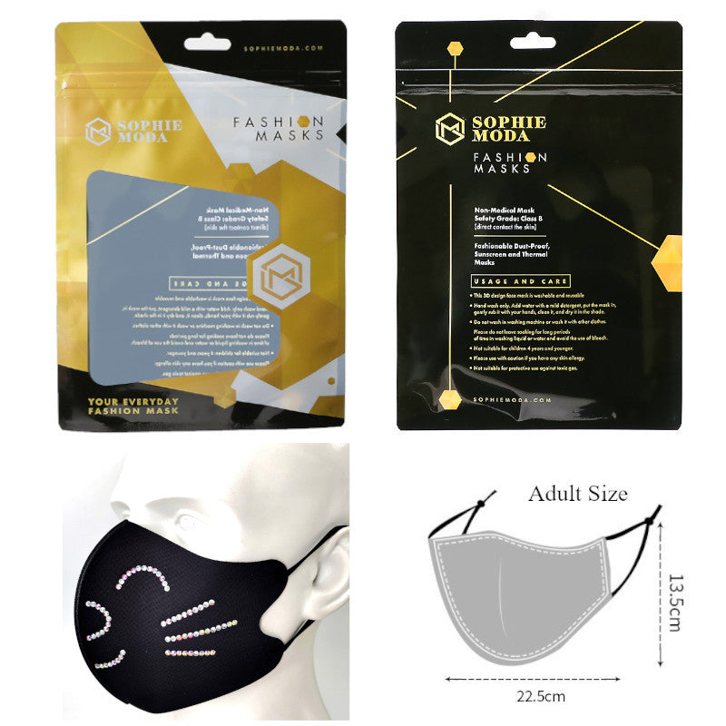 Masks: Ice Cooling Microfibre Sparkling Rhinestone 3D Mask - Cat V2