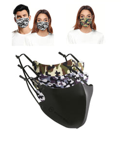 Masks: Ice Cooling Microfibre Washable Adjustable 3D Face Mask (3 pcs) - Camo