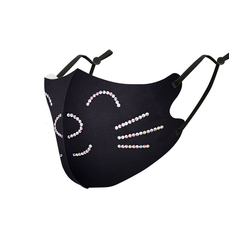 Masks: Ice Cooling Microfibre Sparkling Rhinestone 3D Mask - Cat V2