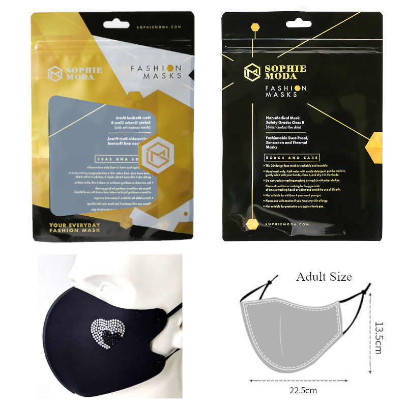 Masks: Ice Cooling Microfibre Sparkling Rhinestone 3D Mask - Heart V3
