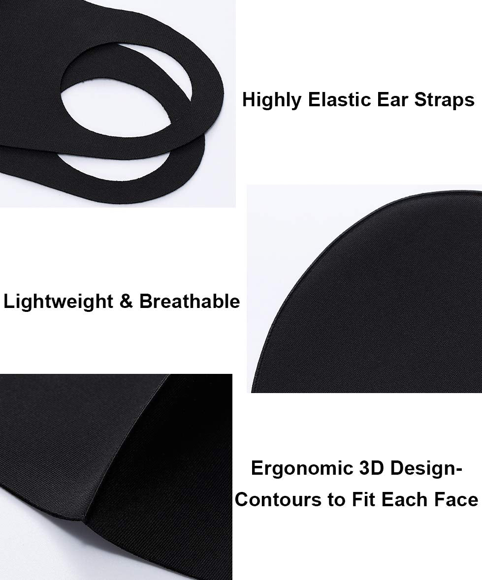 Masks - Ice Cooling Microfibre Washable 3D Face Mask (3pcs) Black