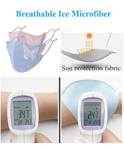 Masks: Ice Cooling Microfibre Sparkling Rhinestone 3D Face Mask (2pcs) - 3D Butterfly V2