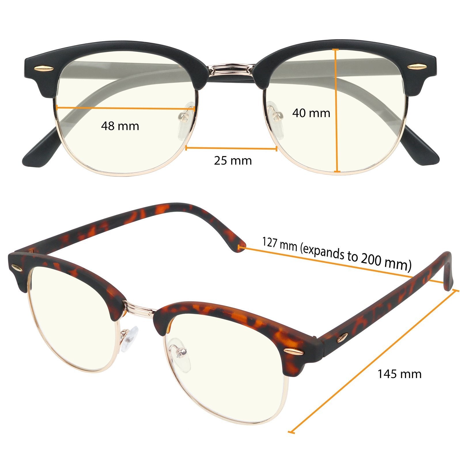 Glasses: Anti-Blue Light Classic Half Rim Optical Frame