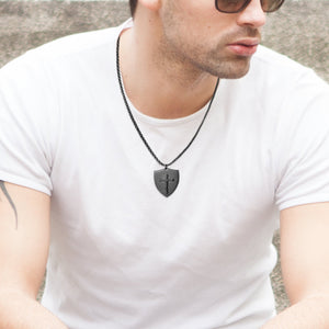 Jewellery: Christian Armour of God Stainless Steel Shield Cross Pendant Necklace