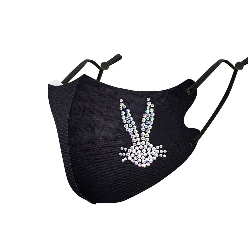 Masks: Ice Cooling Microfibre Sparkling Rhinestone 3D Mask - Bunny