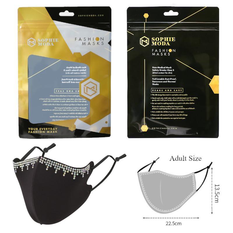 Masks: Ice Cooling Microfibre Sparkling Rhinestone 3D Face Mask (2pcs) - Rain V2