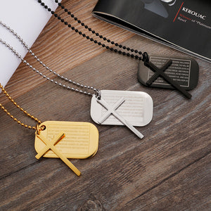 Jewellery: Christian Prayer Tag with Cross Pendant Necklace