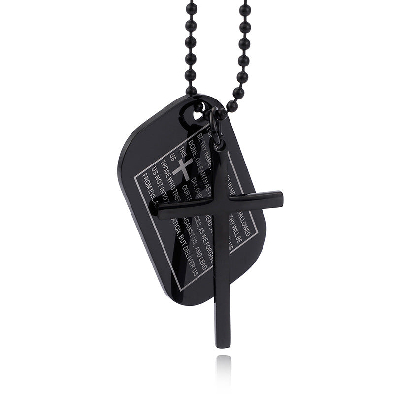 Jewellery: Christian Prayer Tag with Cross Pendant Necklace