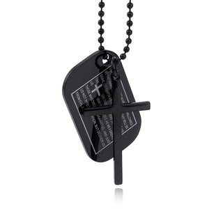 Jewellery: Christian Prayer Tag with Cross Pendant Necklace