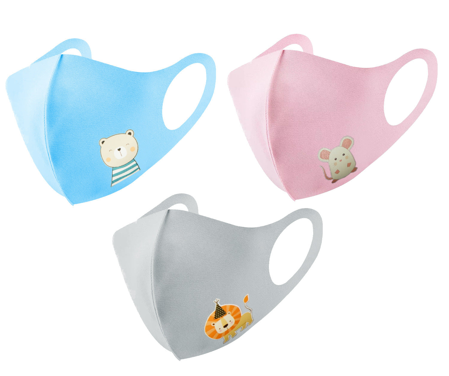 Masks: Kids Ice Cooling Microfibre Washable Cartoon 3D Face Mask (3pcs) KTV3