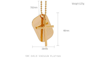 Jewellery: Christian Prayer Tag with Cross Pendant Necklace