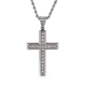 Jewellery: Faith Zirconia Cross Necklace - Pendant With Chain