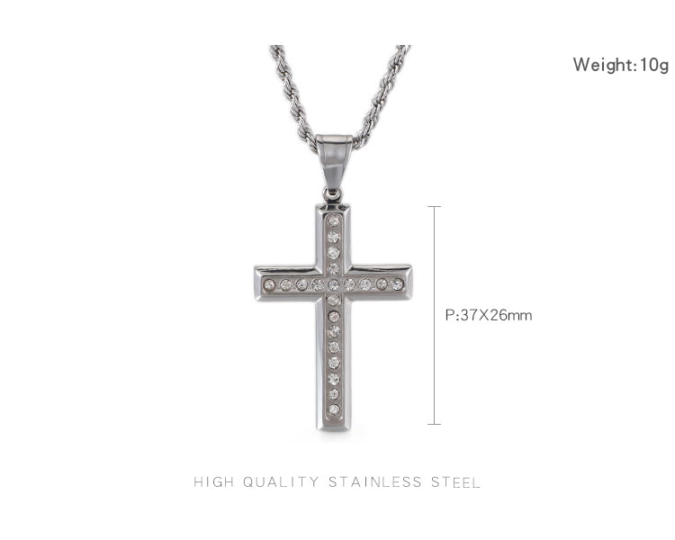 Jewellery: Faith Zirconia Cross Necklace - Pendant With Chain