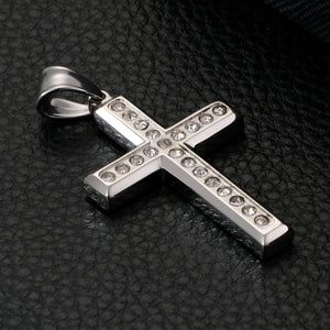 Jewellery: Faith Zirconia Cross Necklace - Pendant With Chain