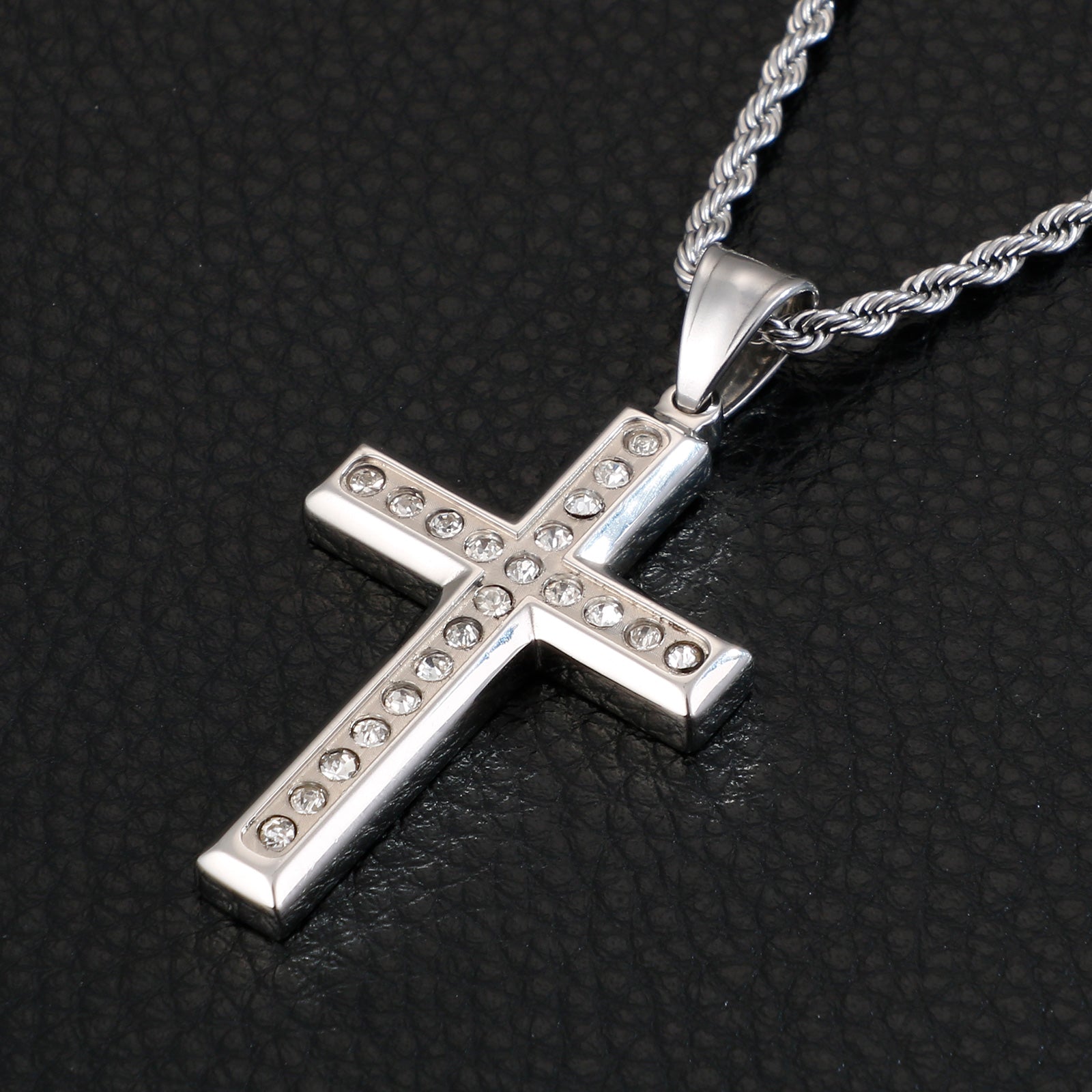 Jewellery: Faith Zirconia Cross Necklace - Pendant With Chain