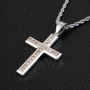 Jewellery: Faith Zirconia Cross Necklace - Pendant With Chain