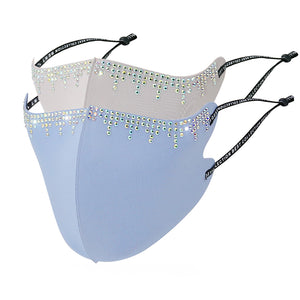 Masks: Ice Cooling Microfibre Sparkling Rhinestone 3D Face Mask (2pcs) - Rain V2