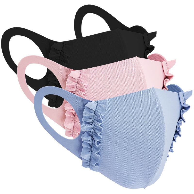 Mask: Ice Cooling Microfibre Ruche Edge Face Masks (3pcs)