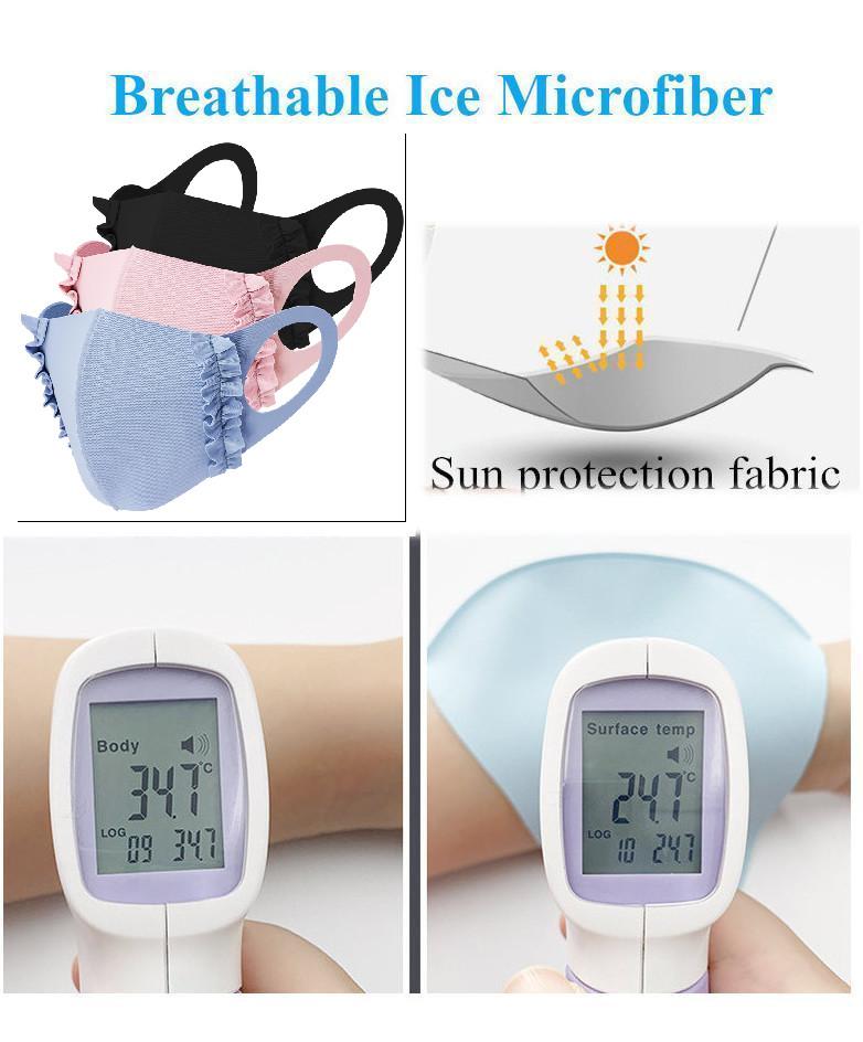 Mask: Ice Cooling Microfibre Ruche Edge Kid Face Masks (3pcs)