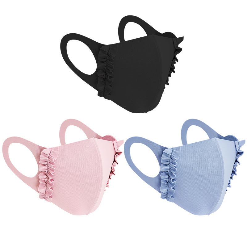 Mask: Ice Cooling Microfibre Ruche Edge Kid Face Masks (3pcs)