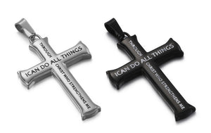 Jewellery: Christian Collection Engraved Stainless Steel Unique Cross Necklace