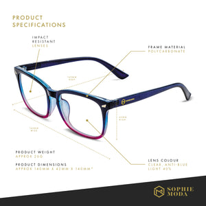 Glasses: Anti-Blue Light Classic Colourful Fashion 2 Pack